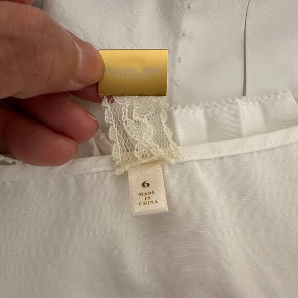 Rachel Ray Victorian Inspired Fitted Blouse Peter Pan Neck Puff Sleeve Minimalis - Picture 14 of 16